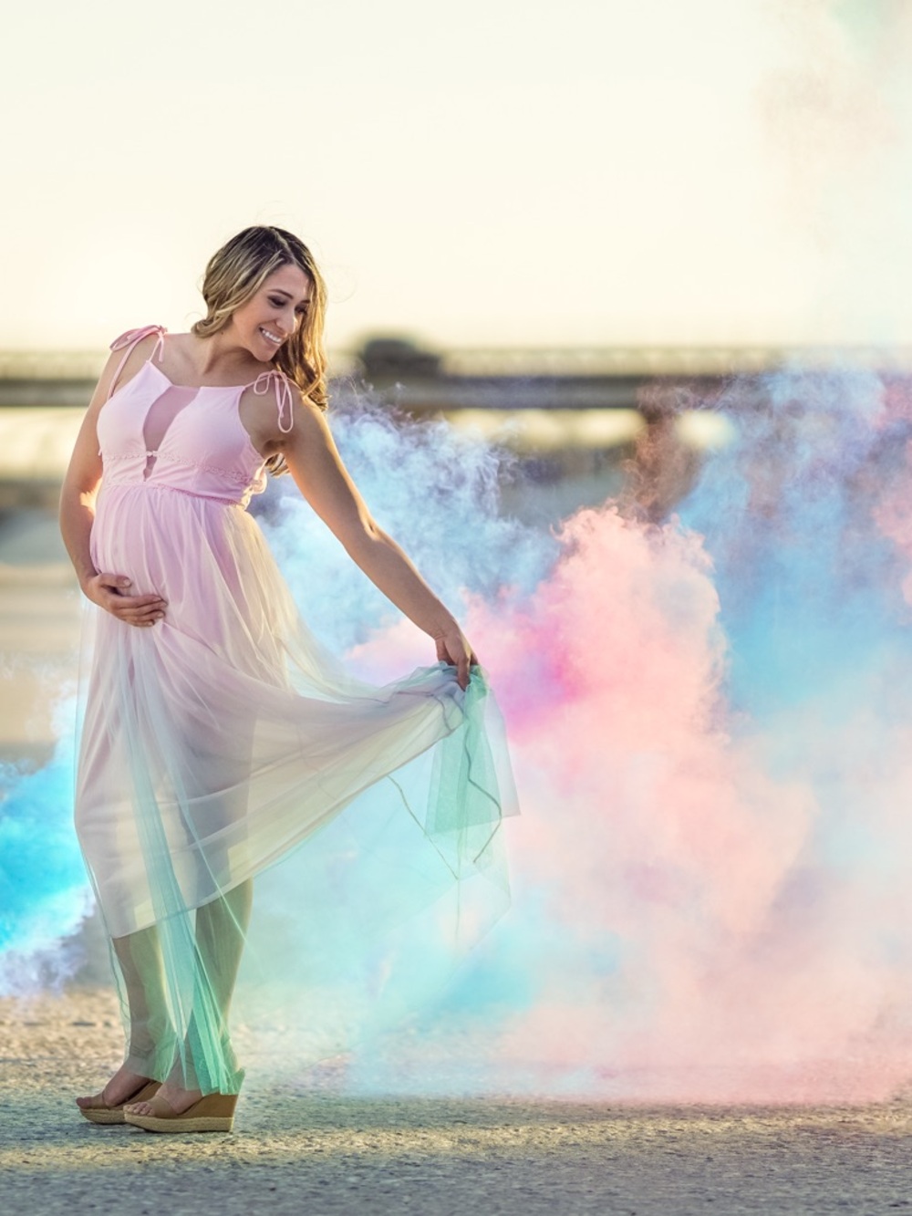 Elegant Ombre Pink Maxi Dress